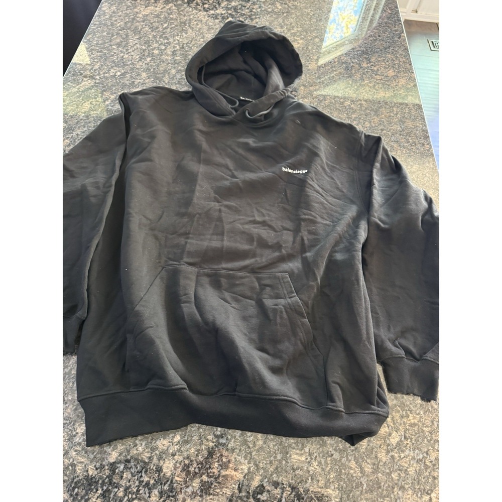 Balenciaga Black Logo Hoodie. Size M